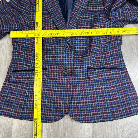 Talbots Mistletoe Plaid Shetland Wool Blend Blazer Dark Academia Size 12 Petite - Picture 12 of 16